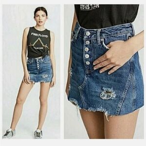 Denim Button-Up Mini Skirt